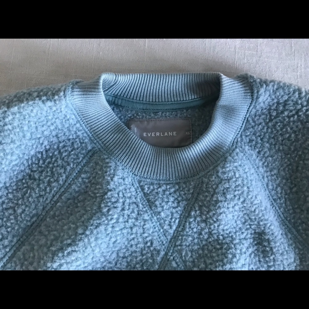 Everlane Renew Sherpa Fleece Pullover Sweatshirt Womens XS Crewneck Pale Sage
